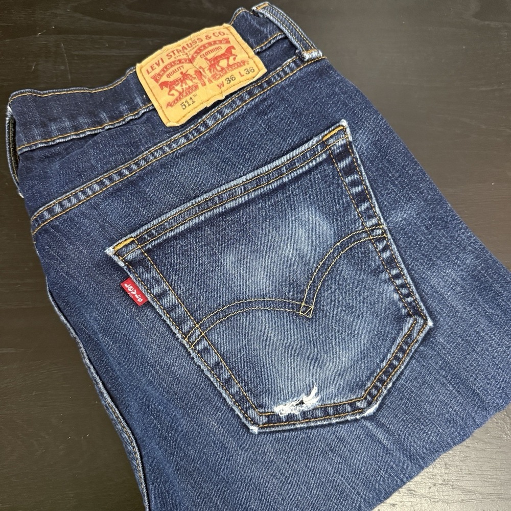 Levis 511 36x36 Fits 34x35 Mens Jeans Big & Tall Dark Wash
